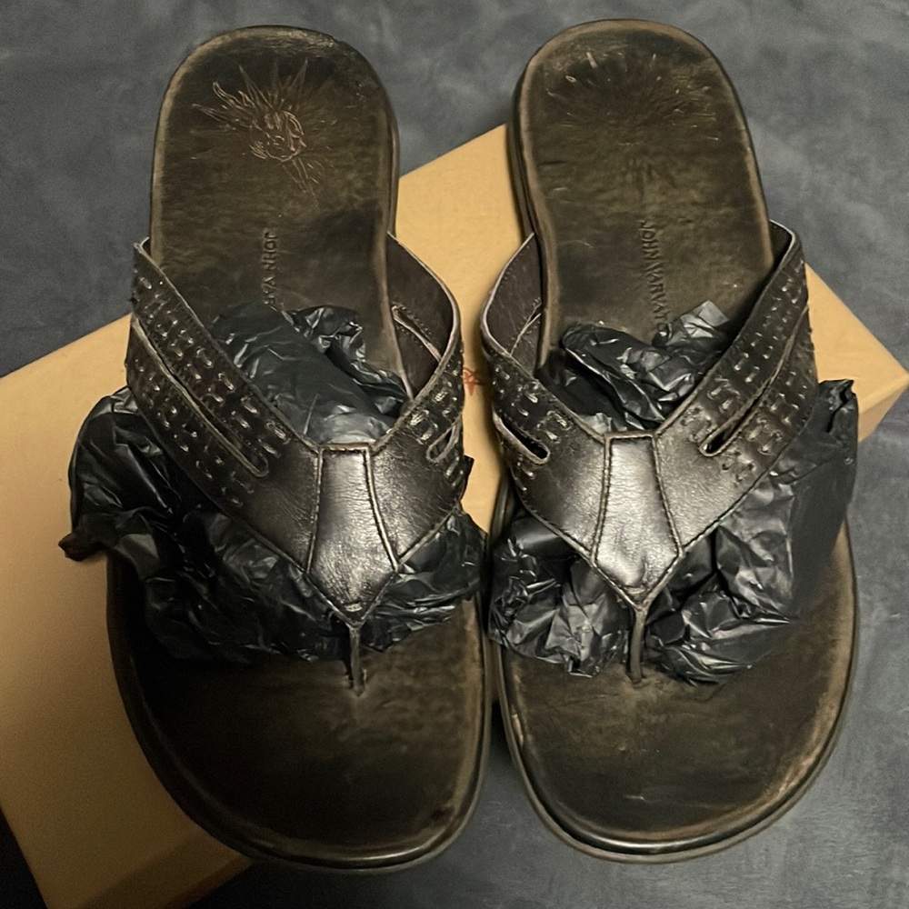 Mens John Varvatos leather thong sandals